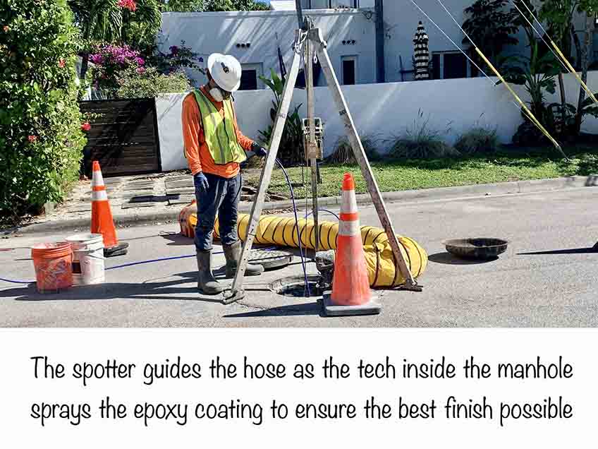 Contractor Conducting Manhole Epoxy Coating